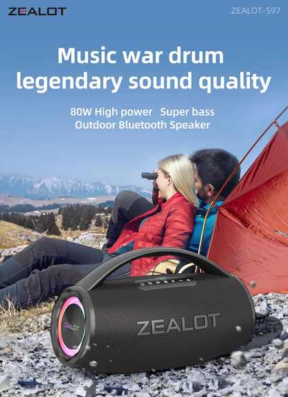 Caixa de Som Boombox - ZEALOT-S97 80W Bluetooth