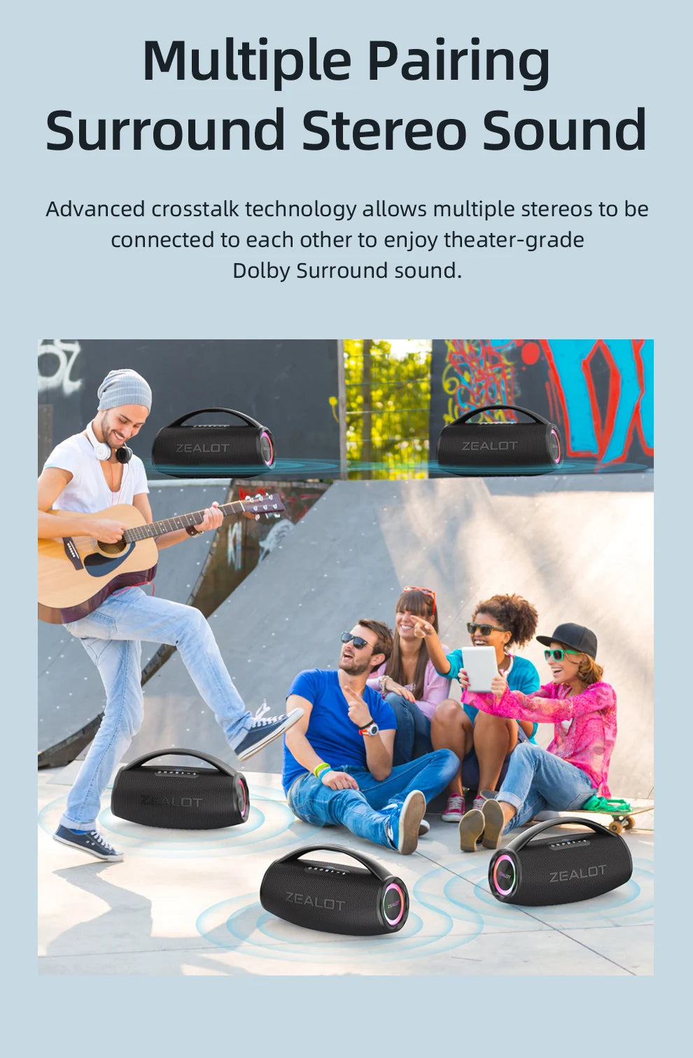 Caixa de Som Boombox - ZEALOT-S97 80W Bluetooth