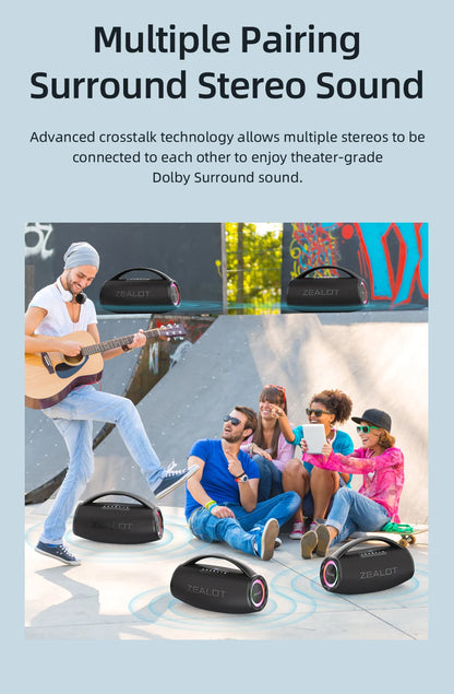 Caixa de Som Boombox - ZEALOT-S97 80W Bluetooth