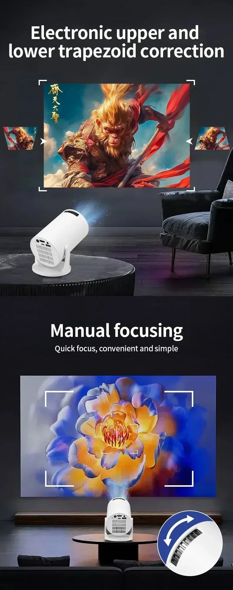 Projetor Portátil HY300 Smart 4K