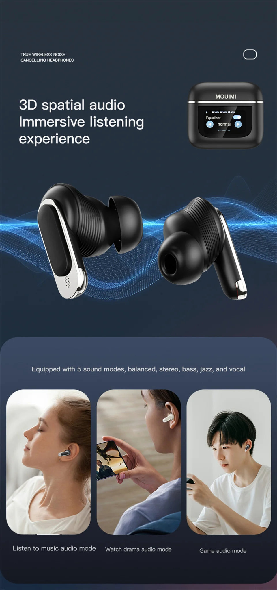 Fone de Ouvido Bluetooth com Tela Touch