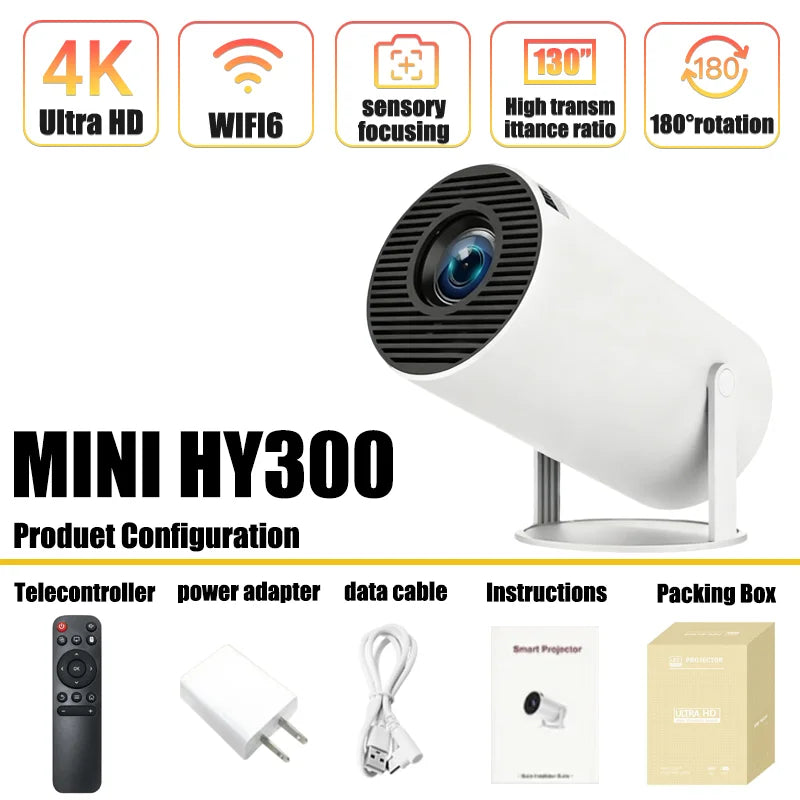 Projetor Portátil HY300 Smart 4K