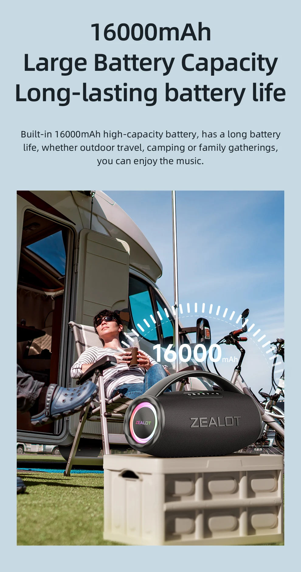 Caixa de Som Boombox - ZEALOT-S97 80W Bluetooth