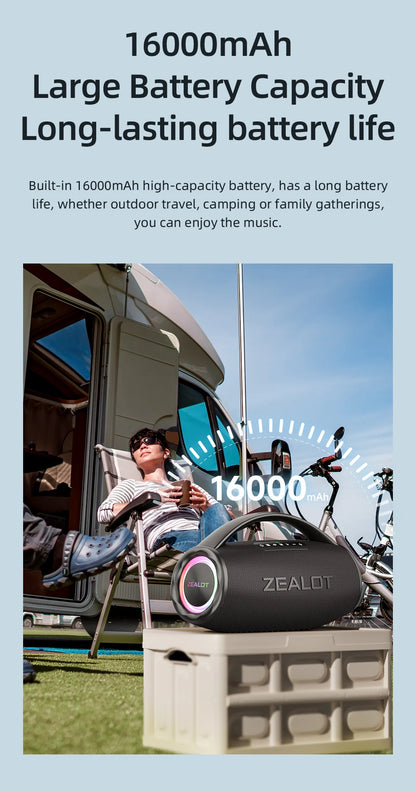 Caixa de Som Boombox - ZEALOT-S97 80W Bluetooth