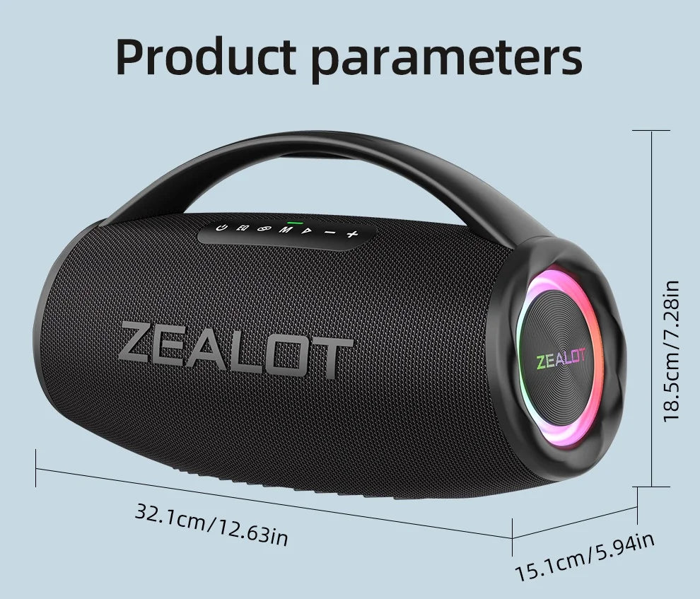 Caixa de Som Boombox - ZEALOT-S97 80W Bluetooth