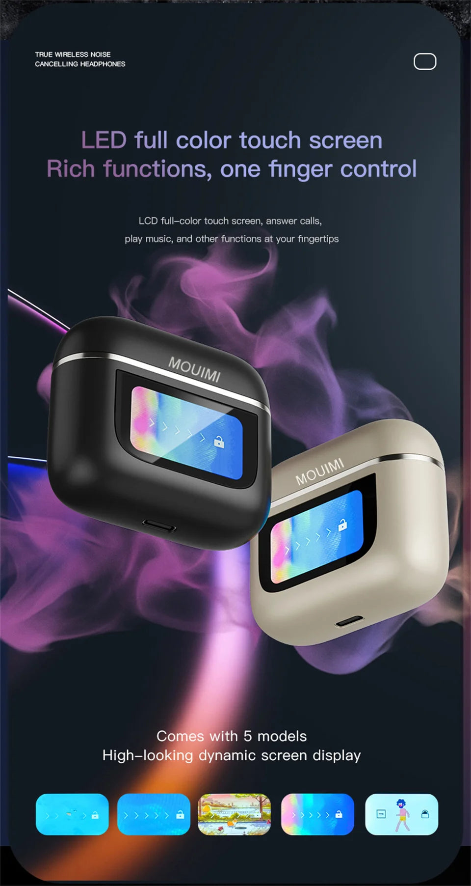 Fone de Ouvido Bluetooth com Tela Touch