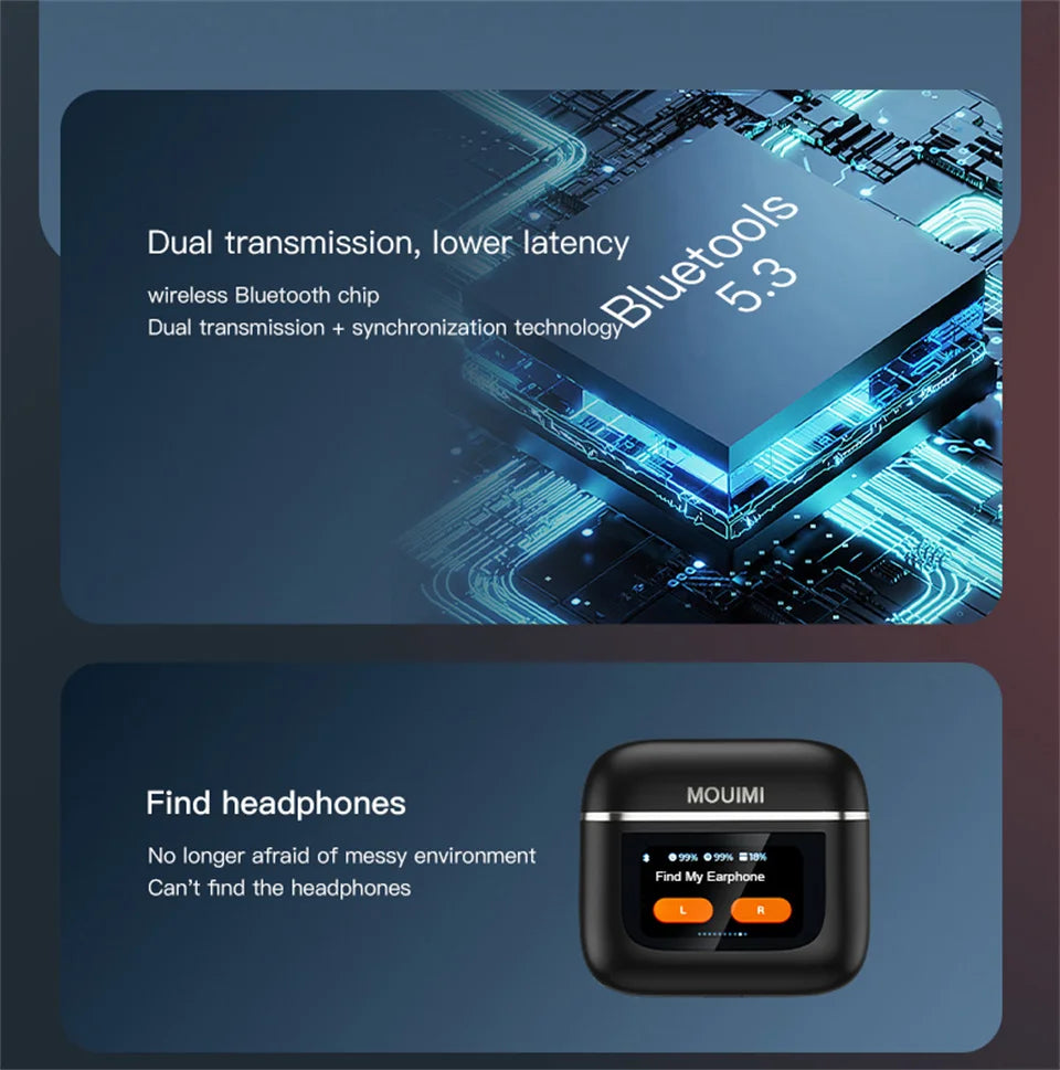 Fone de Ouvido Bluetooth com Tela Touch