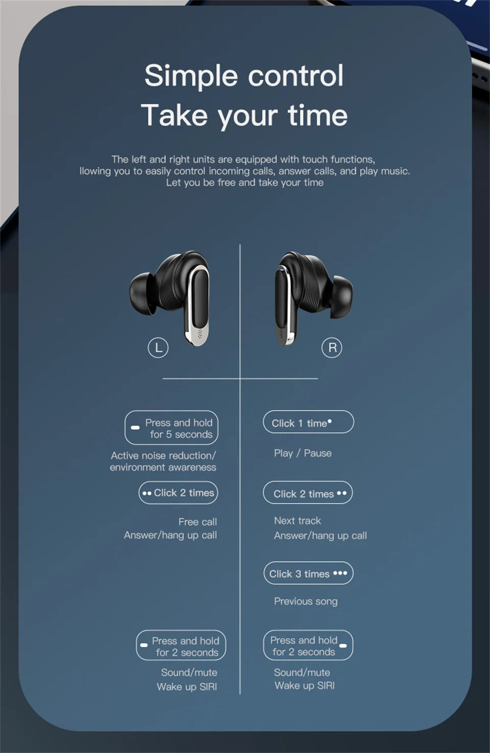Fone de Ouvido Bluetooth com Tela Touch