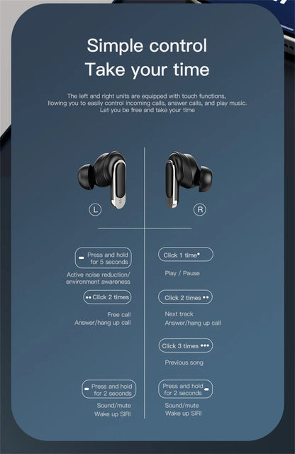 Fone de Ouvido Bluetooth com Tela Touch