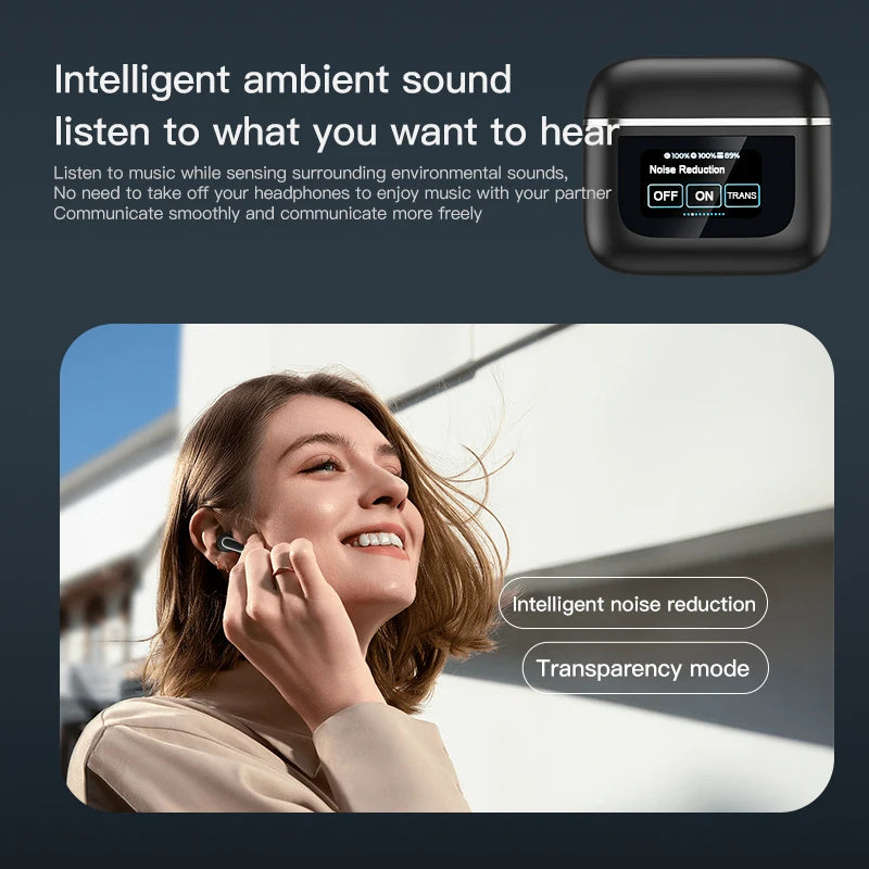Fone de Ouvido Bluetooth com Tela Touch